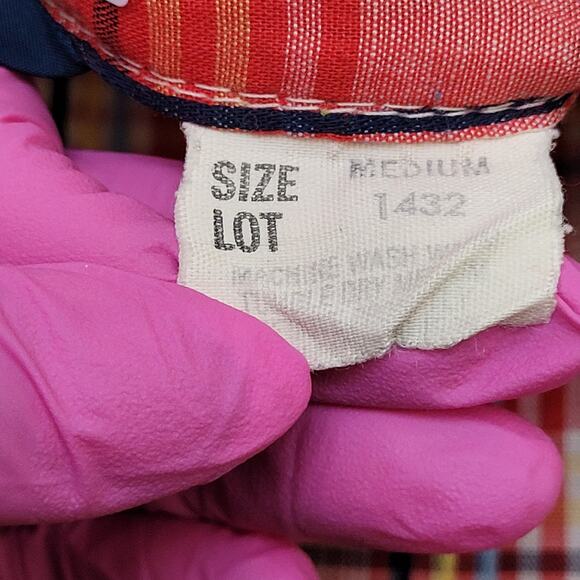 Vintage 80s Osh-Kosh Cowboy Plaid Shirt M/L 21x29 Pearl-Snap - Picture 8 of 12